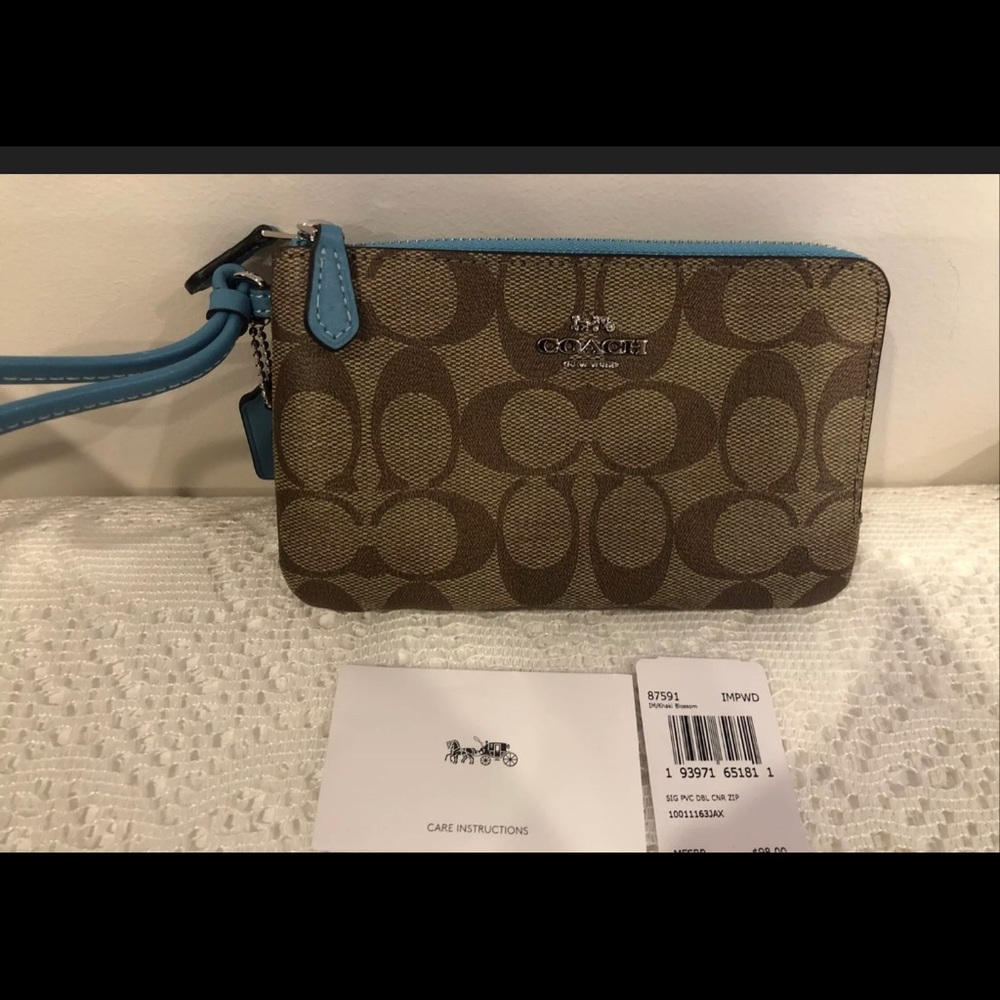 COACH Wallet Wrist-let Khaki Blossom Leather